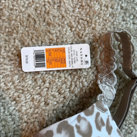 Natori t shirt bra full coverage sand leopard lace brown beige size 34DD - Picture 5 of 5
